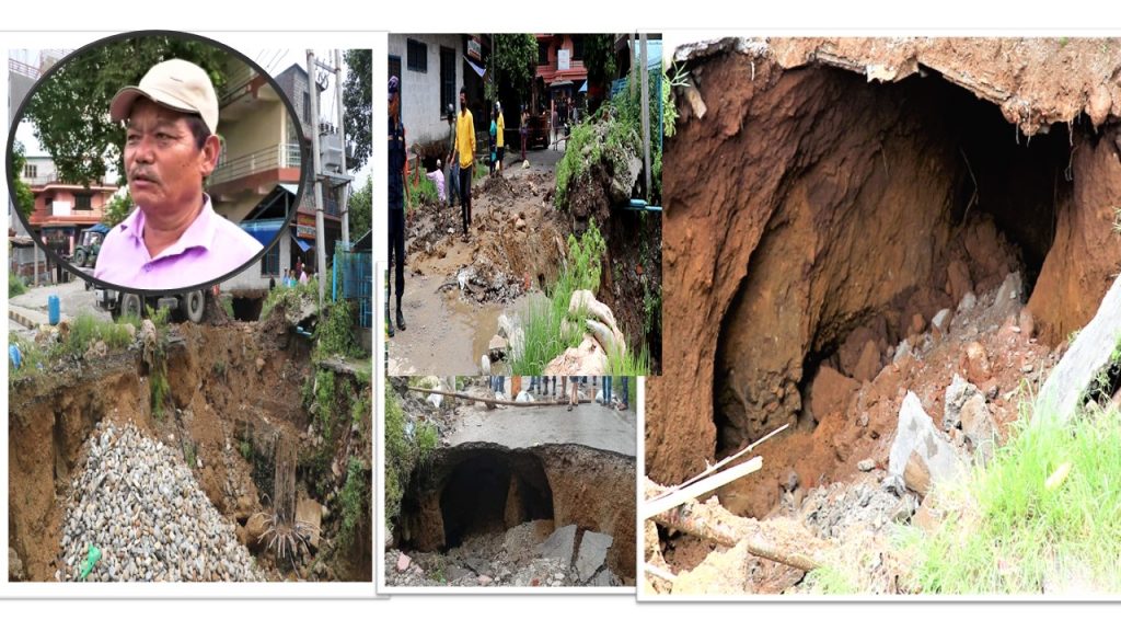 लगातारको पानीले पोखरामा पुन फर्निचर सोरुम भासियो