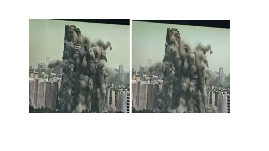 यसरी भत्काइयो भारतको ‘ट्वीन टावर’ (भिडियो)