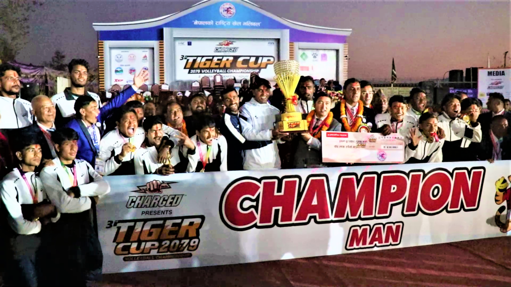 टाइगर कप भलिबल : एपीएफलाई पराजित गर्दै पुरुषतर्फको उपाधि गण्डकीलाई