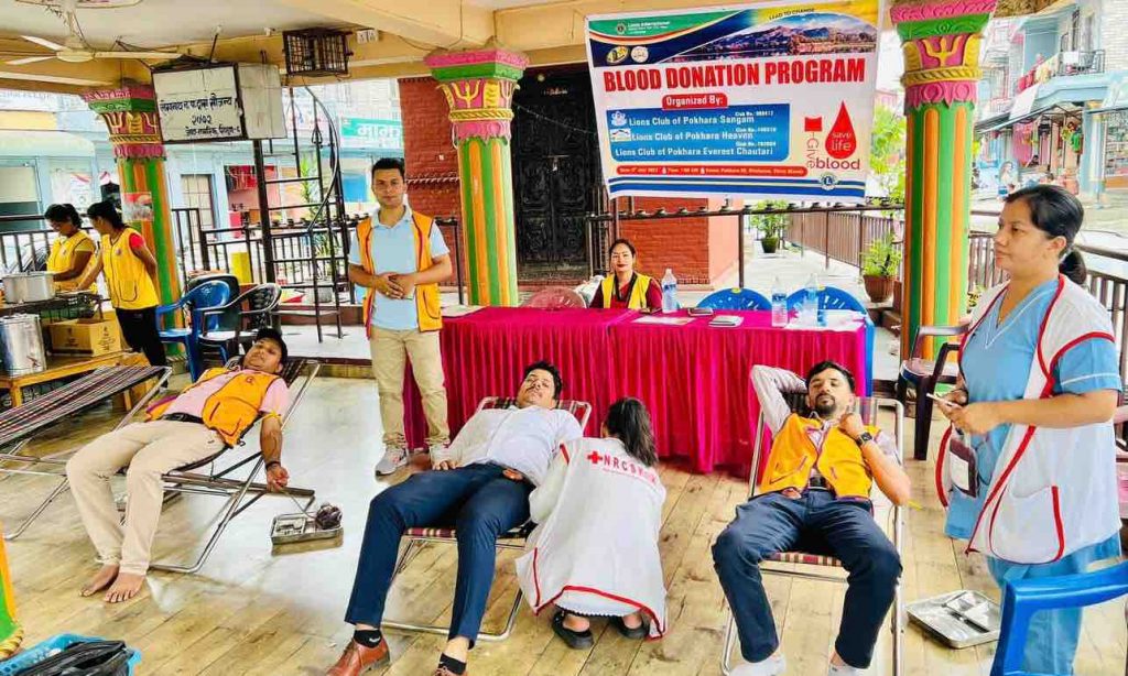 लायन्सकाे रक्तदानमा ६० पिन्ट रगत संकलन