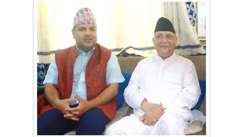 कांग्रेस सांसद सुनिल शर्माले भेटे एमाले अध्यक्ष ओलीलाई