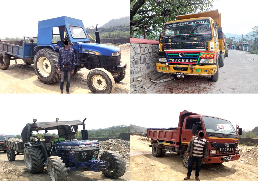 नदीजन्य पदार्थ चोरी निकासी गर्ने पाँच वटा सवारी प्रहरी नियन्त्रणमा