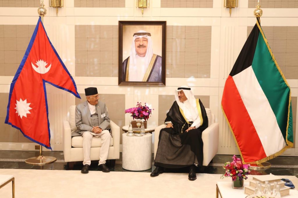 प्रधानमन्त्री ओली, कुवेतका राजकुमार एवं प्रधानमन्त्रीबिच भेटवार्ता