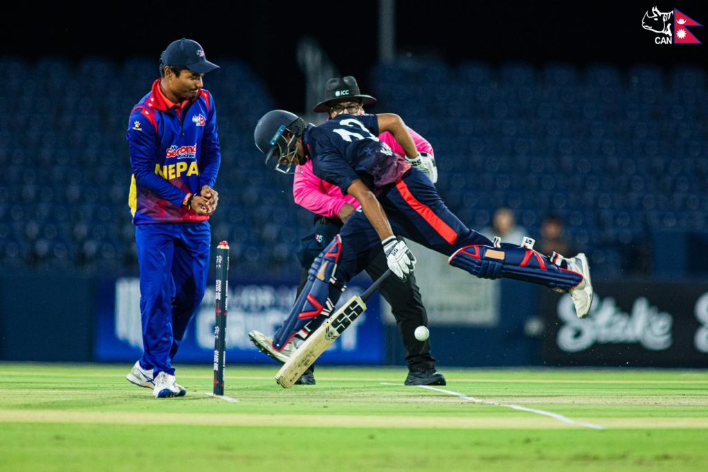 अमेरिकाले नेपाललाई दियो १ सय ५७ रनको लक्ष्य