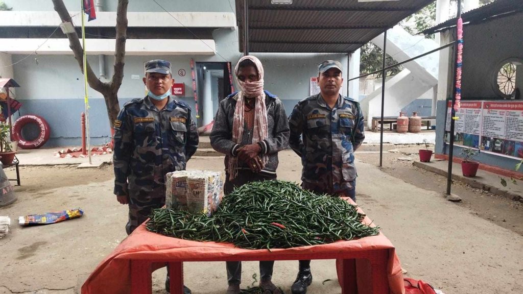 खुर्सानीको बोराभित्र लुकाएर ल्याउँदै गरेको लागूऔषधसहित एक जना पक्राउ