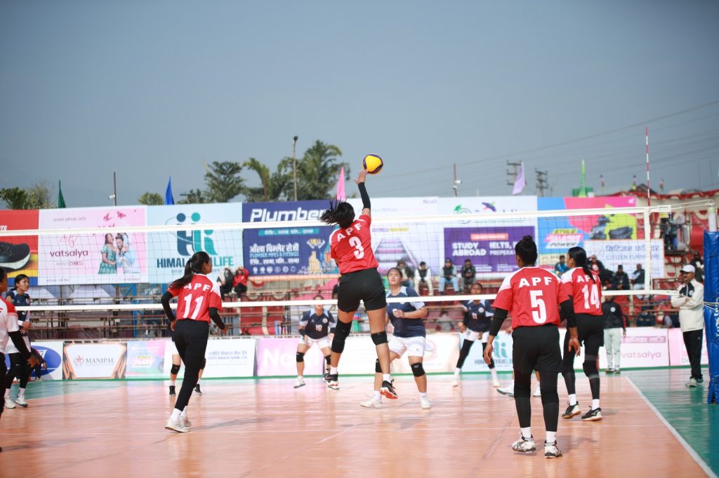 टाइगर कप भलिबल : अपराजित रहँदै एपिएफ पहिलो क्वालिफायरमा