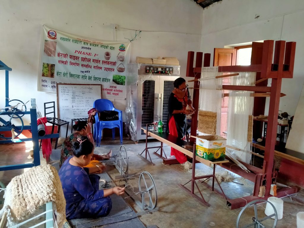 स्याङ्जाको कालीगण्डकीमा केराको ‘फाइबर’बाट हस्तकलाका सामग्री