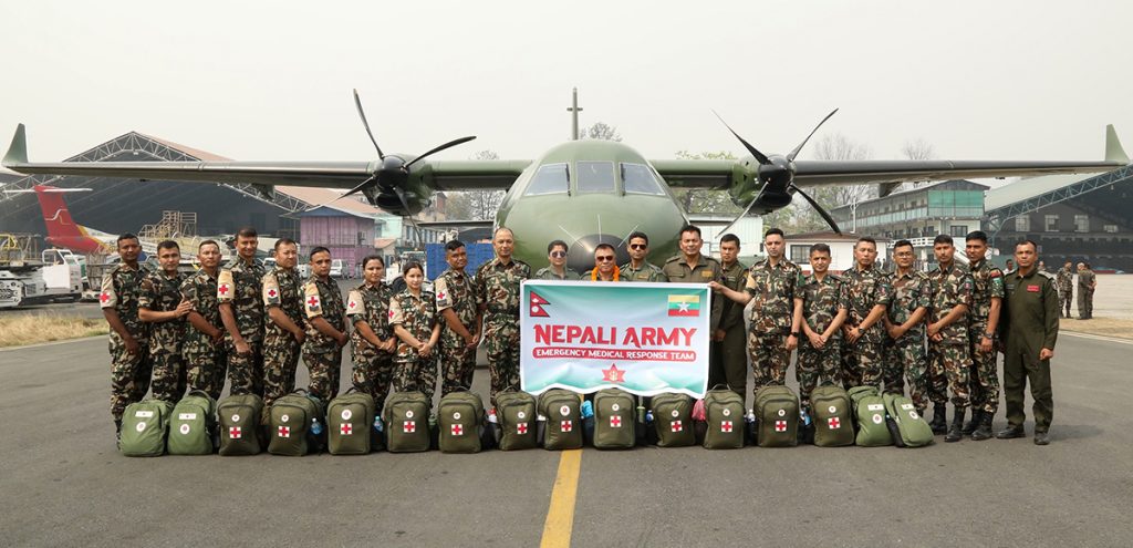 भूकम्प प्रभावित म्यानमारलाई नेपाली सेनाको मल्हम– मेडिकल राहतसहितको टोली प्रस्थान