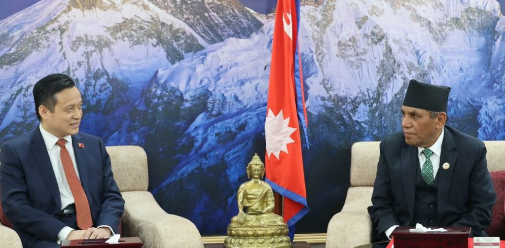 राष्ट्रिय सभा अध्यक्ष दाहालसँग नवनियुक्त चिनियाँ राजदूतको शिष्टाचार भेट