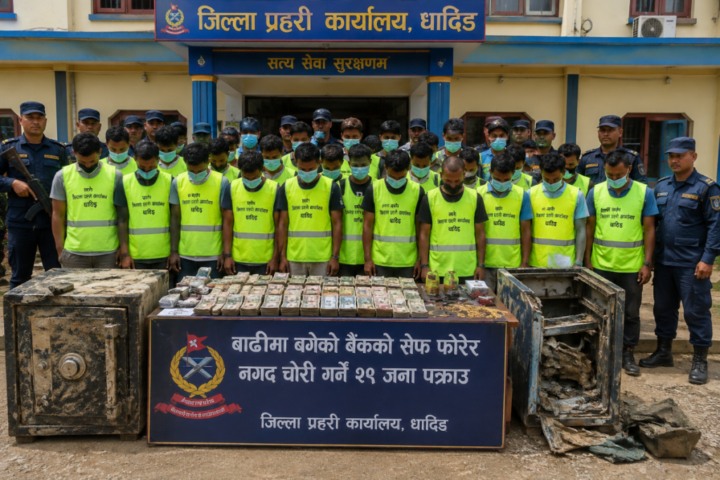 बैंकको सेफ फोड्ने २९ जना ९२ लाख रुपैयाँ नगदसहित पक्राउ