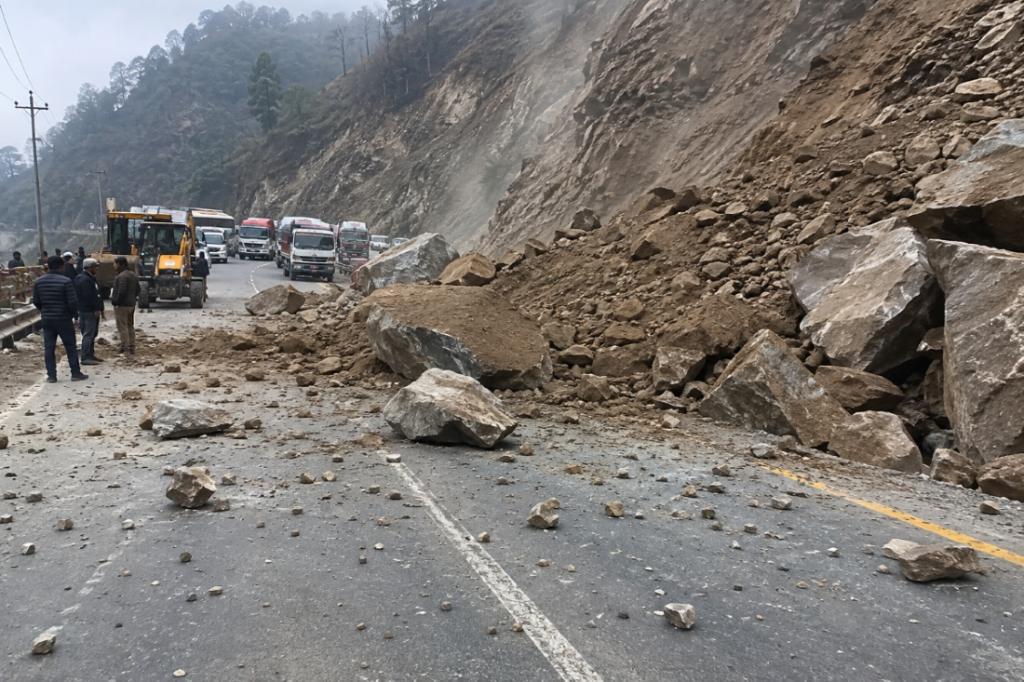 पहिरोका कारण ८ घण्टादेखि पृथ्वी राजमार्ग अबरुद्ध